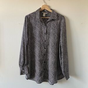 H&M Satin Oversized Leopard Print Blouse
